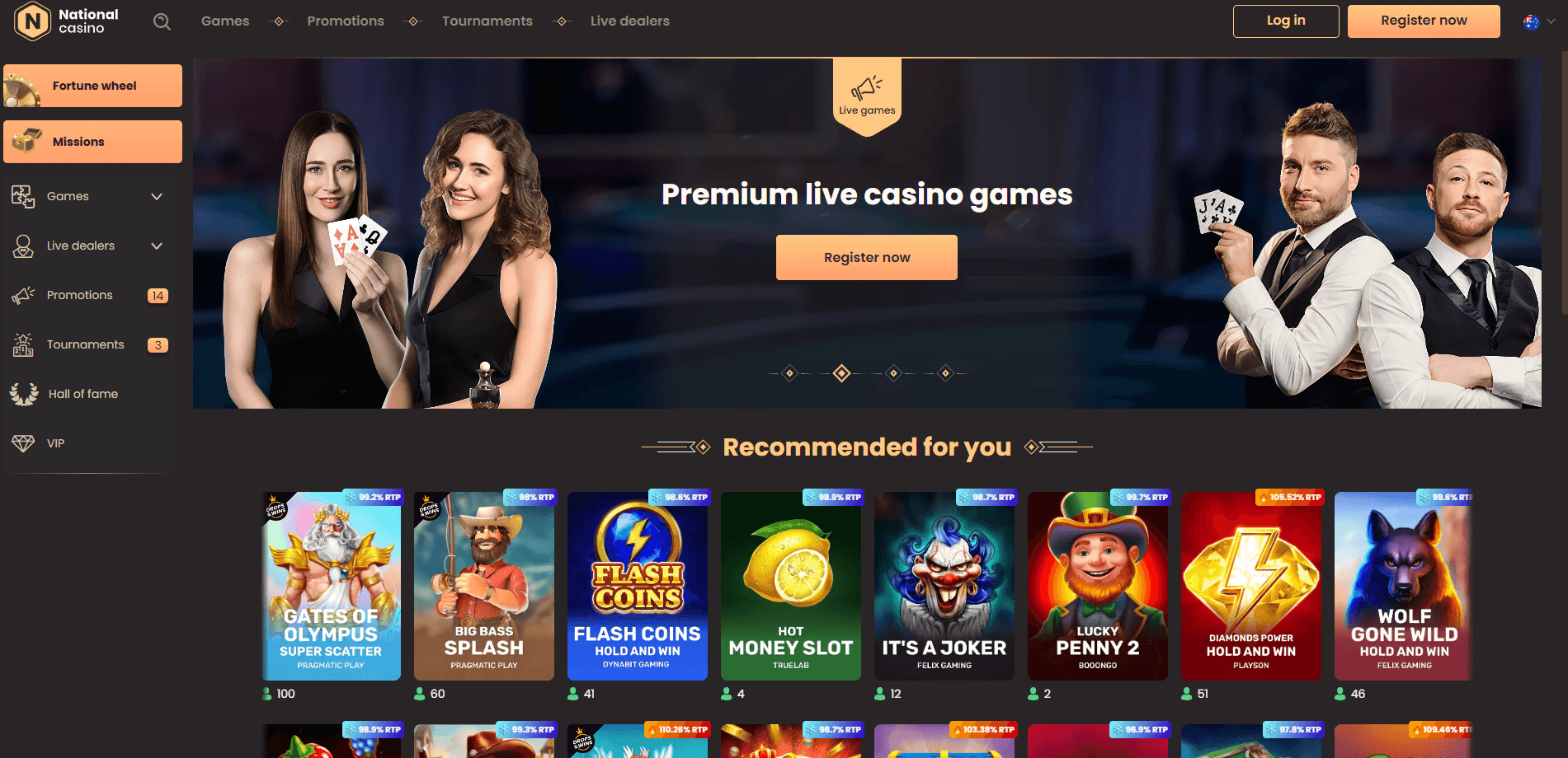 national online casinos main page