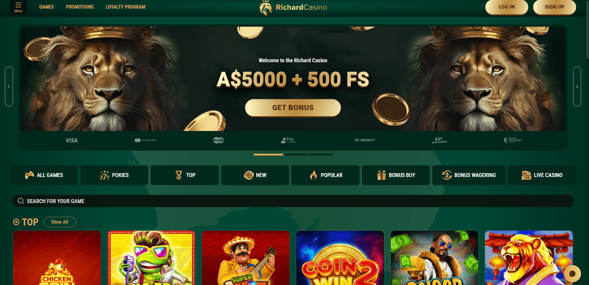 richard online casinos main page